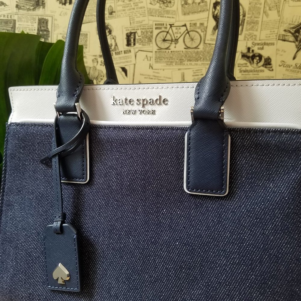 Kate Spade cameron medium satchel Denim colorblock - Picture 9 of 10